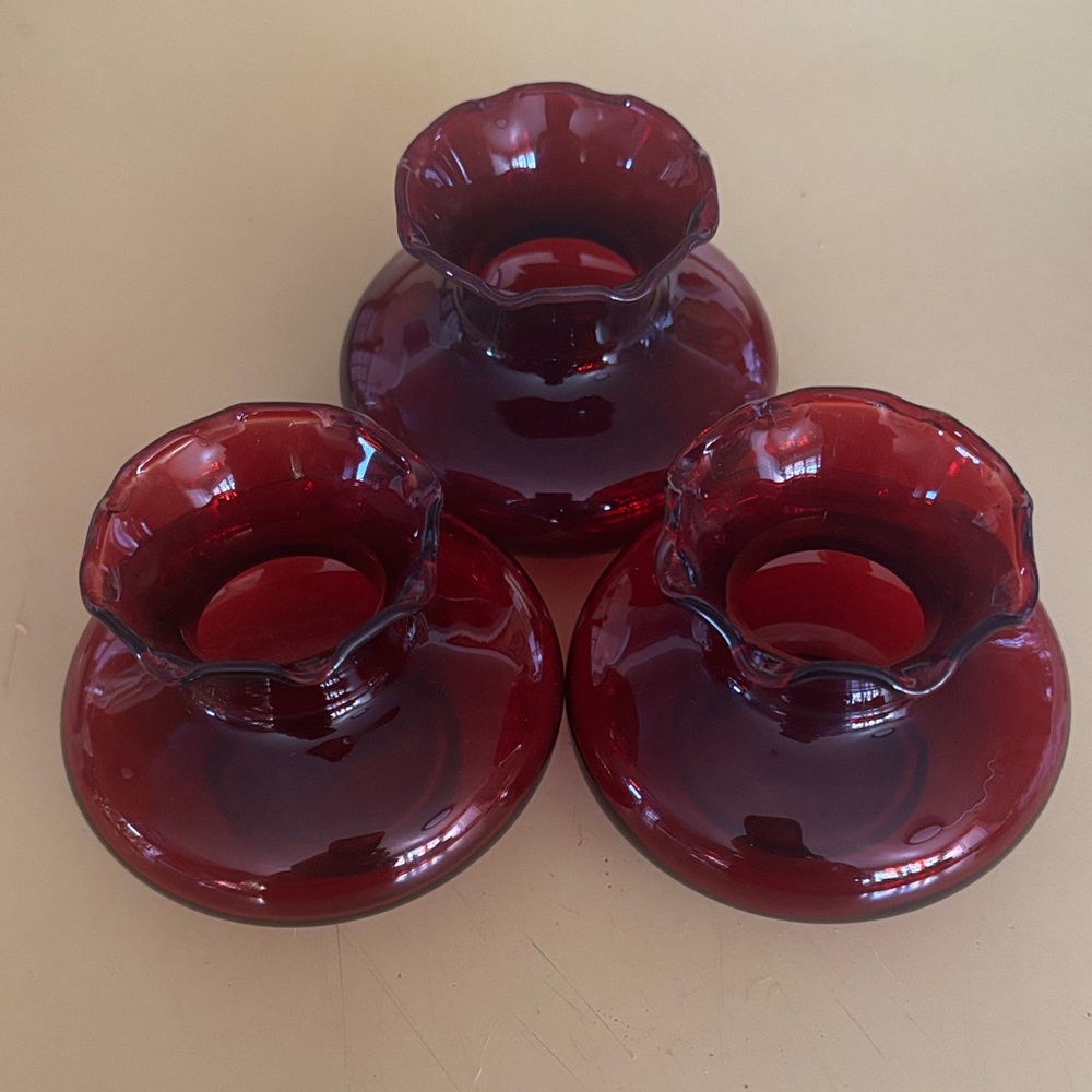 Vintage Ruby Red Bud Vases